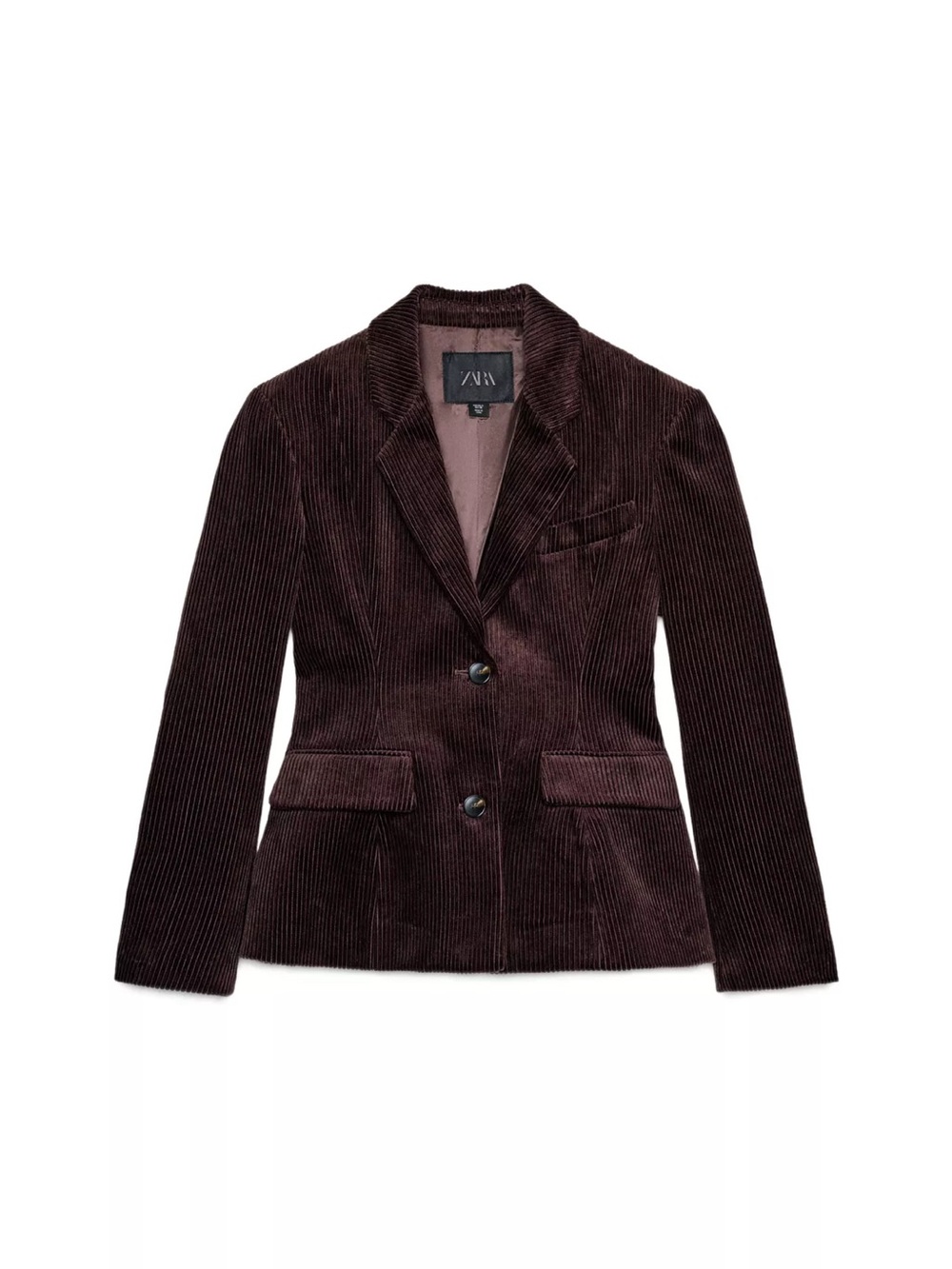 Zara Women's Chocolate Brown Corduroy Blazer